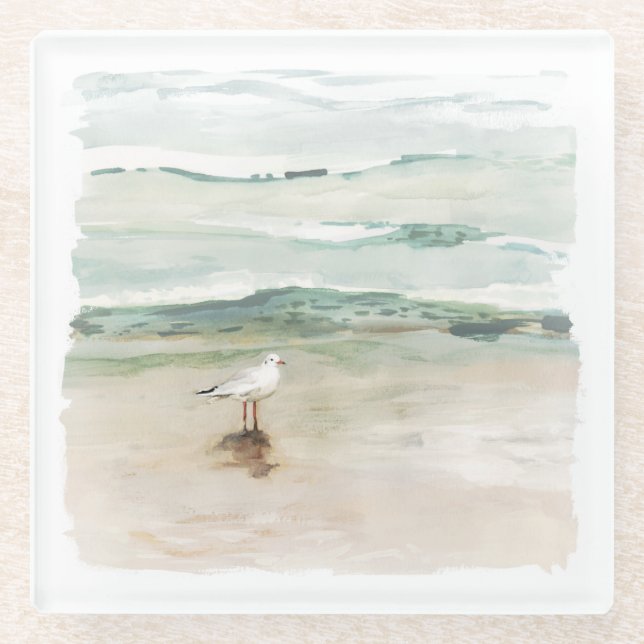 Posavasos De Vidrio Beach Seagull Cove (Anverso)