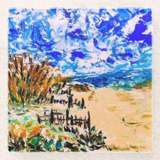 Posavasos De Vidrio Beach Walk, Glass Coaster