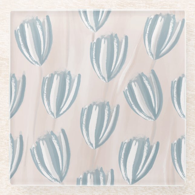 Posavasos De Vidrio Beachy Tulips Floral (Anverso)