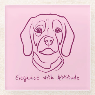 Posavasos De Vidrio Beagle Line Art, Elegance with Attitude