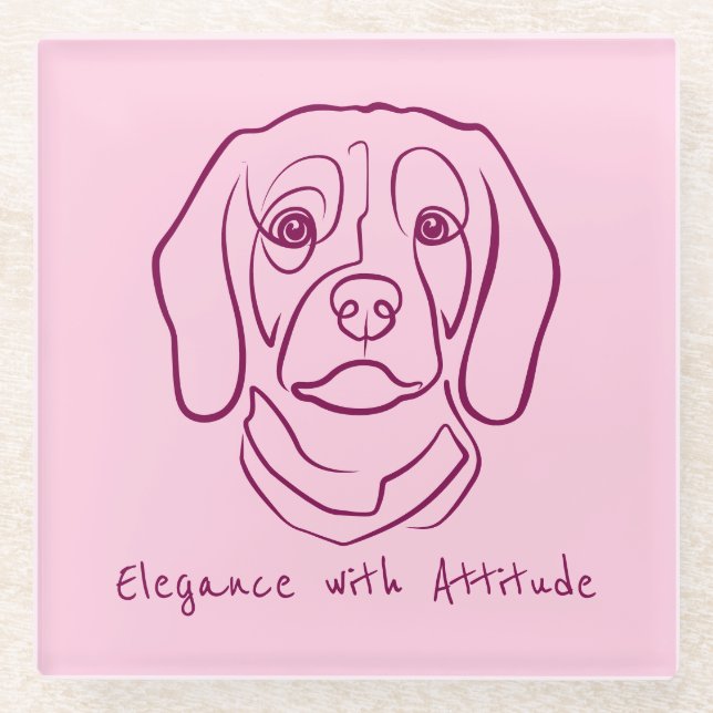 Posavasos De Vidrio Beagle Line Art, Elegance with Attitude (Anverso)