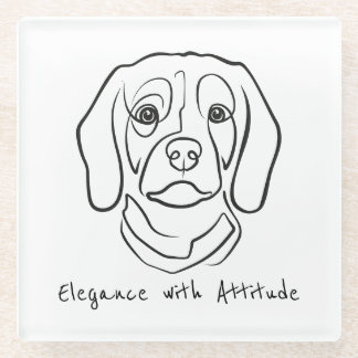 Posavasos De Vidrio Beagle Line Art, Elegance with Attitude
