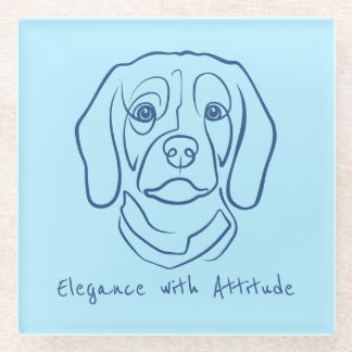 Posavasos De Vidrio Beagle Line Art, Elegance with Attitude