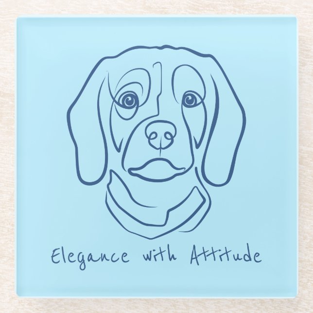 Posavasos De Vidrio Beagle Line Art, Elegance with Attitude (Anverso)