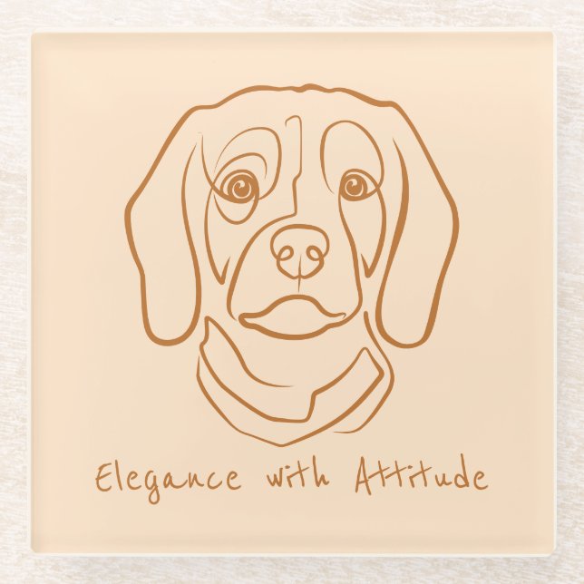 Posavasos De Vidrio Beagle Line Art, Elegance with Attitude (Anverso)