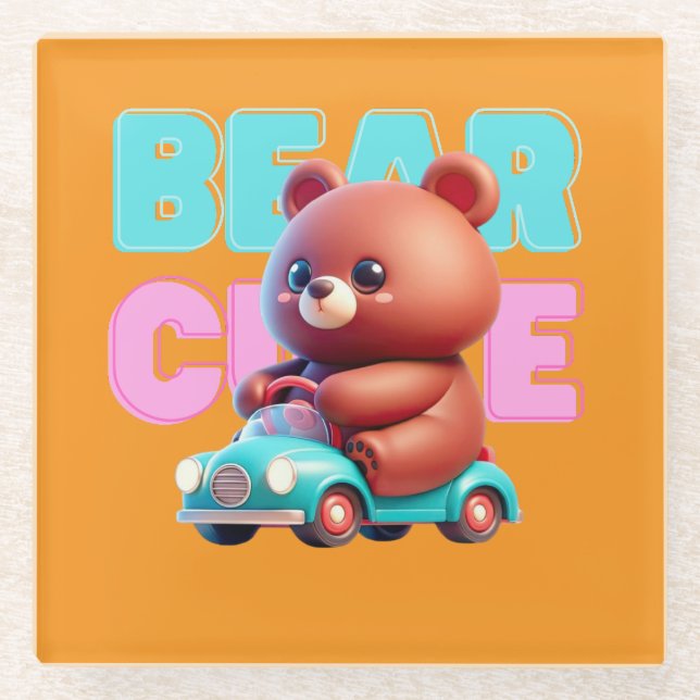 Posavasos De Vidrio Bear Ride Coaster (Anverso)