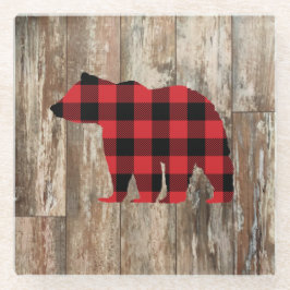 Posavasos De Vidrio Bear Rustic Wilderness Decoración Vidriera