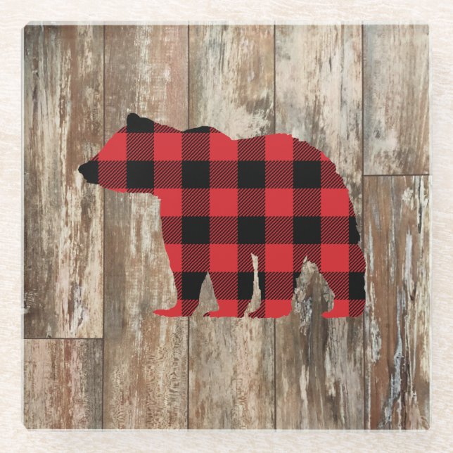 Posavasos De Vidrio Bear Rustic Wilderness Decoración Vidriera (Anverso)