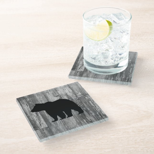 Posavasos De Vidrio Bear Rustic Wilderness Decoración Vidriera (Angular)