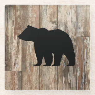 Posavasos De Vidrio Bear Rustic Wilderness Decoración Vidriera