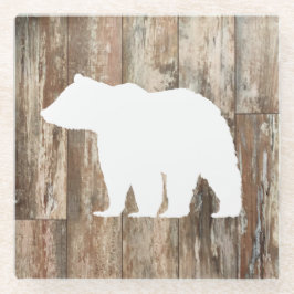 Posavasos De Vidrio Bear Rustic Wilderness Decoración Vidriera
