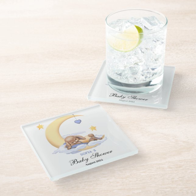 Posavasos De Vidrio Bebé ducha con un conejo adorable (Angular)