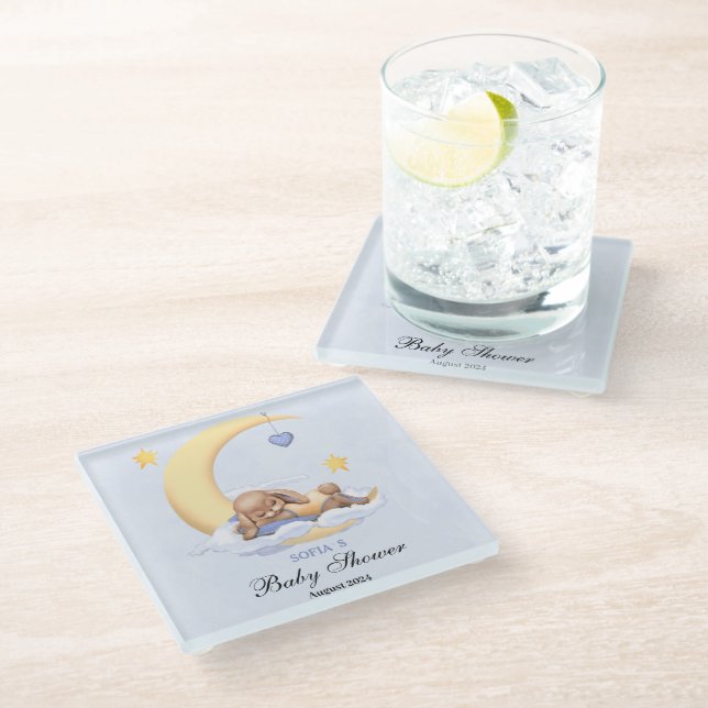 Posavasos De Vidrio Bebé ducha con un conejo adorable (Angular)