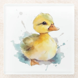 Posavasos De Vidrio Bebé Duck Watercolor Glass Coaster