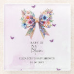 Posavasos De Vidrio Bebé en flor silvestre Bow Chica Baby Shower<br><div class="desc">Bebé en flor silvestre con Chica de Coquette en Baby Shower</div>