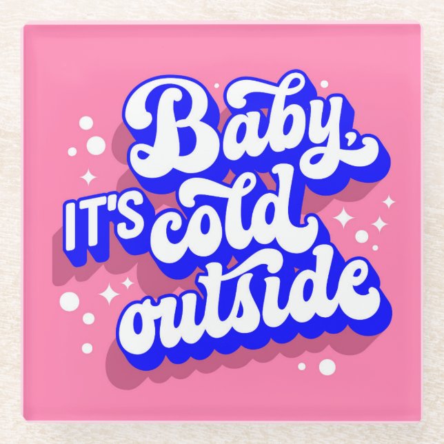 Posavasos De Vidrio Bebé juguetón, frío fuera del diseño invernal (Anverso)