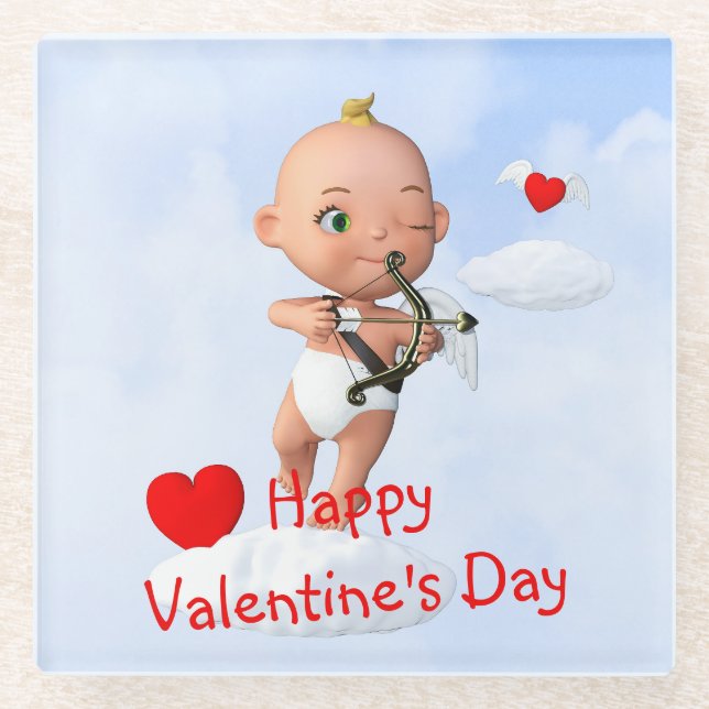 Posavasos De Vidrio Bebé Topid Flying with a Bow and Arrow (Anverso)