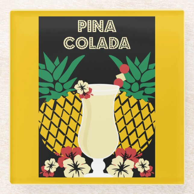 Posavasos De Vidrio Bebida de cóctel de Piña Colada (Anverso)