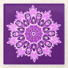 Posavasos De Vidrio Bebida morada rosa Mandala Boho