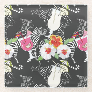 Posavasos De Vidrio Bebidas tropicales con los animales