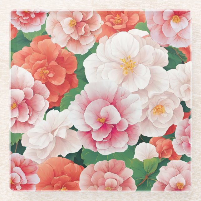 Posavasos De Vidrio Begonia Flowers Coaster (Anverso)