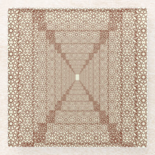 Posavasos De Vidrio Beige Brown Rústico Islámico Geométrico Frontera Ú