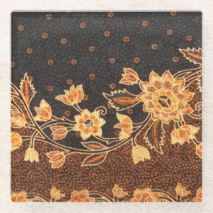 Posavasos De Vidrio Belleza de arte batik indonesio malasio