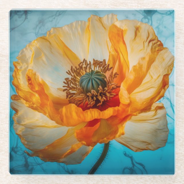 Posavasos De Vidrio Belleza naranja (Anverso)