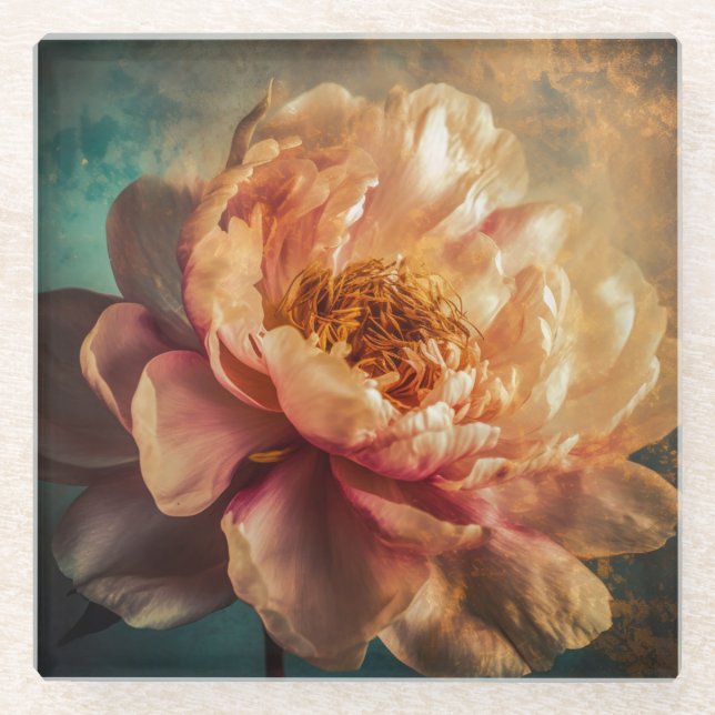 Posavasos De Vidrio Belleza Peach (Anverso)