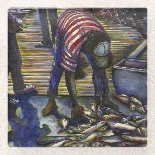 Posavasos De Vidrio Bendiciones del sábado, Harbour Island, Bahamas (Anverso)