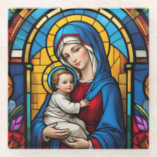 Posavasos De Vidrio Bendita Madre María y Niño Jesús - Virgen María