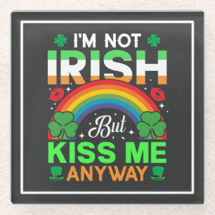 Posavasos De Vidrio besarme de todas formas diseño de humor irlandés-6