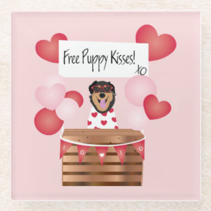 Posavasos De Vidrio Beses gratis de cachorro Perro de San Valentín