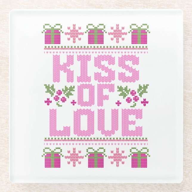 Posavasos De Vidrio Beso de amor para Navidades (Anverso)