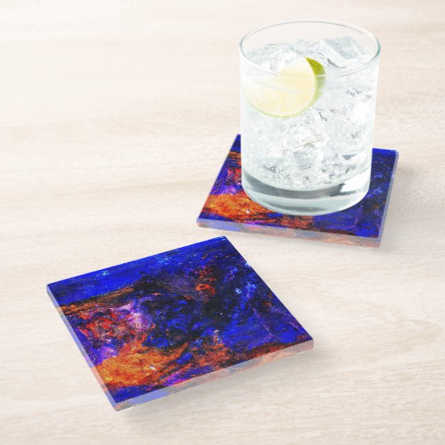 Posavasos De Vidrio Bestia Azul Corriendo Fuego (Angular)