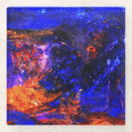 Posavasos De Vidrio Bestia Azul Corriendo Fuego