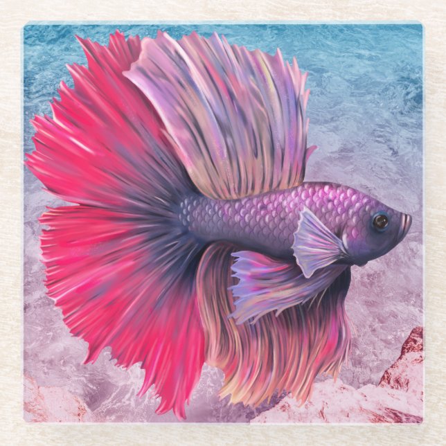 Posavasos De Vidrio Beta Fish (Anverso)