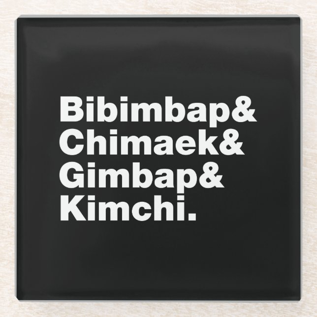 Posavasos De Vidrio Bibimbap y Chimaek, Gimbap y Kimchi. Alimentos cor (Anverso)