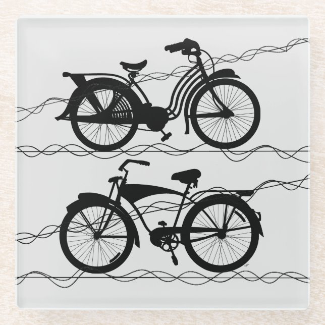 Posavasos De Vidrio Bicicleta Negro 1 (Anverso)