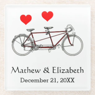Posavasos De Vidrio Bicicleta Tandem Antigua y Bonita Personalizada pa