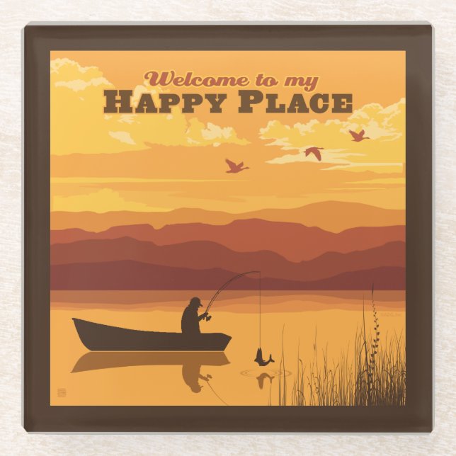 Posavasos De Vidrio Bienvenido A Mi Feliz Lugar (Anverso)