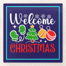 Posavasos De Vidrio Bienvenido Navidad