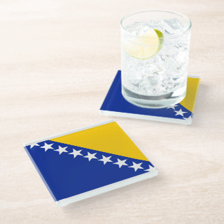 Posavasos De Vidrio BiH Flag Coaster