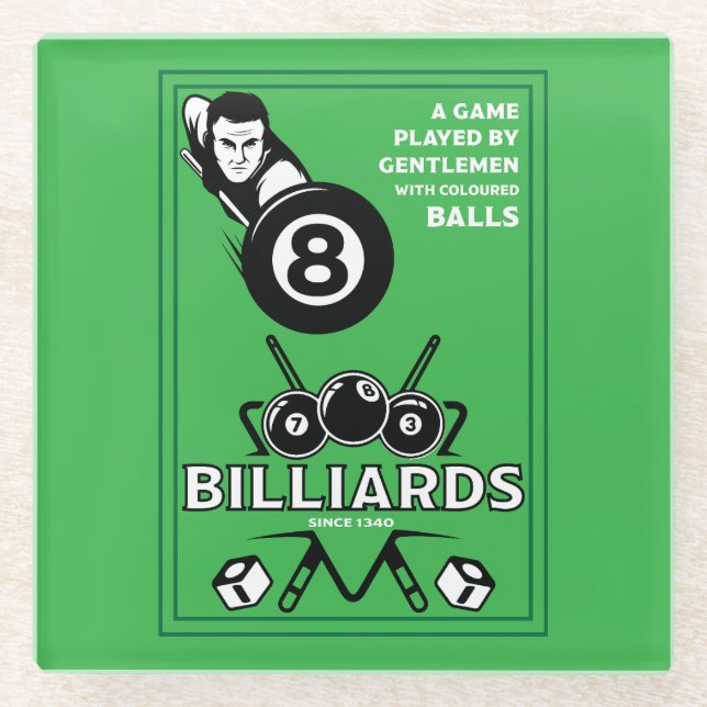 Posavasos De Vidrio Billares de bolsillo vintage (Anverso)