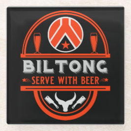 Posavasos De Vidrio Biltong Y Cerveza