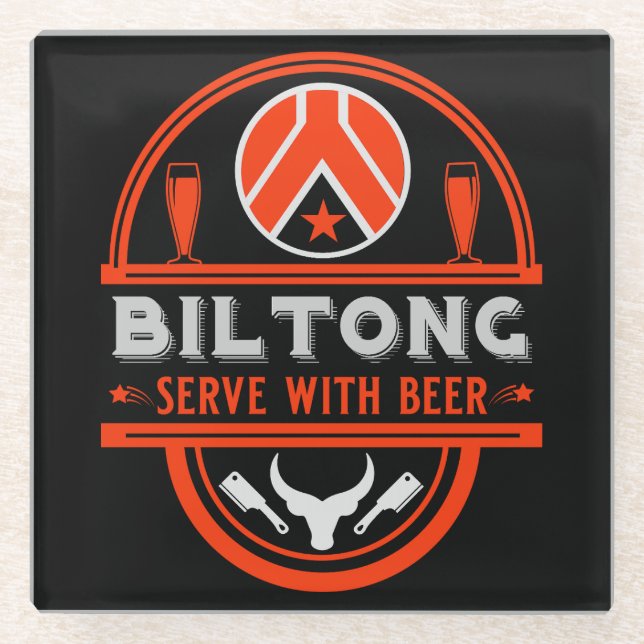 Posavasos De Vidrio Biltong Y Cerveza (Anverso)