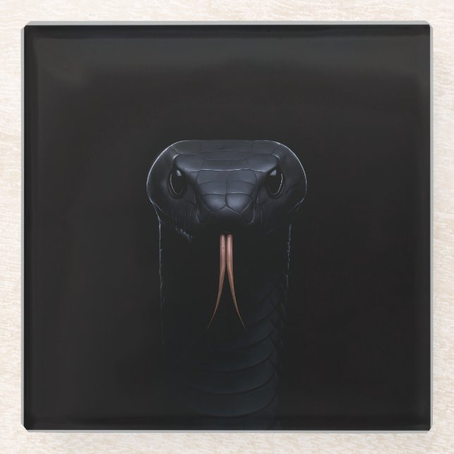 Posavasos de vidrio Black 4 Luxe, Black Mamba (Anverso)