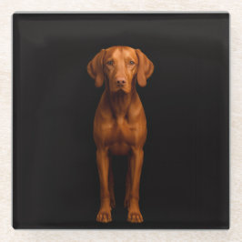 Posavasos De Vidrio Black 4 Luxe Glass coaster, Agile Vizsla Dog