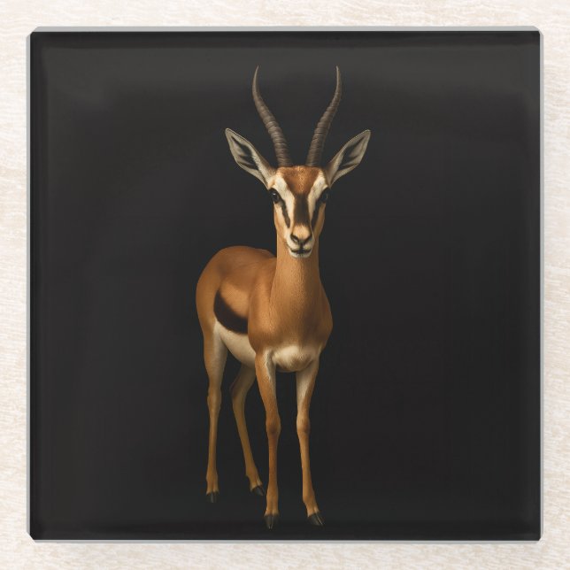 Posavasos De Vidrio Black 4 Luxe Glass coaster, Elegant Gazella (Anverso)