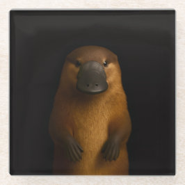 Posavasos De Vidrio Black 4 Luxe Glass coaster, Elegant Platypus